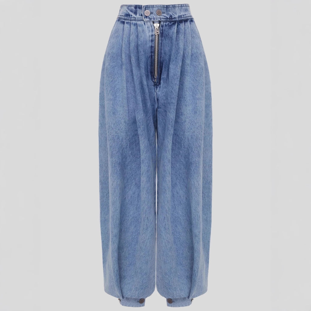 High waisted zipper leg tied jeans for women