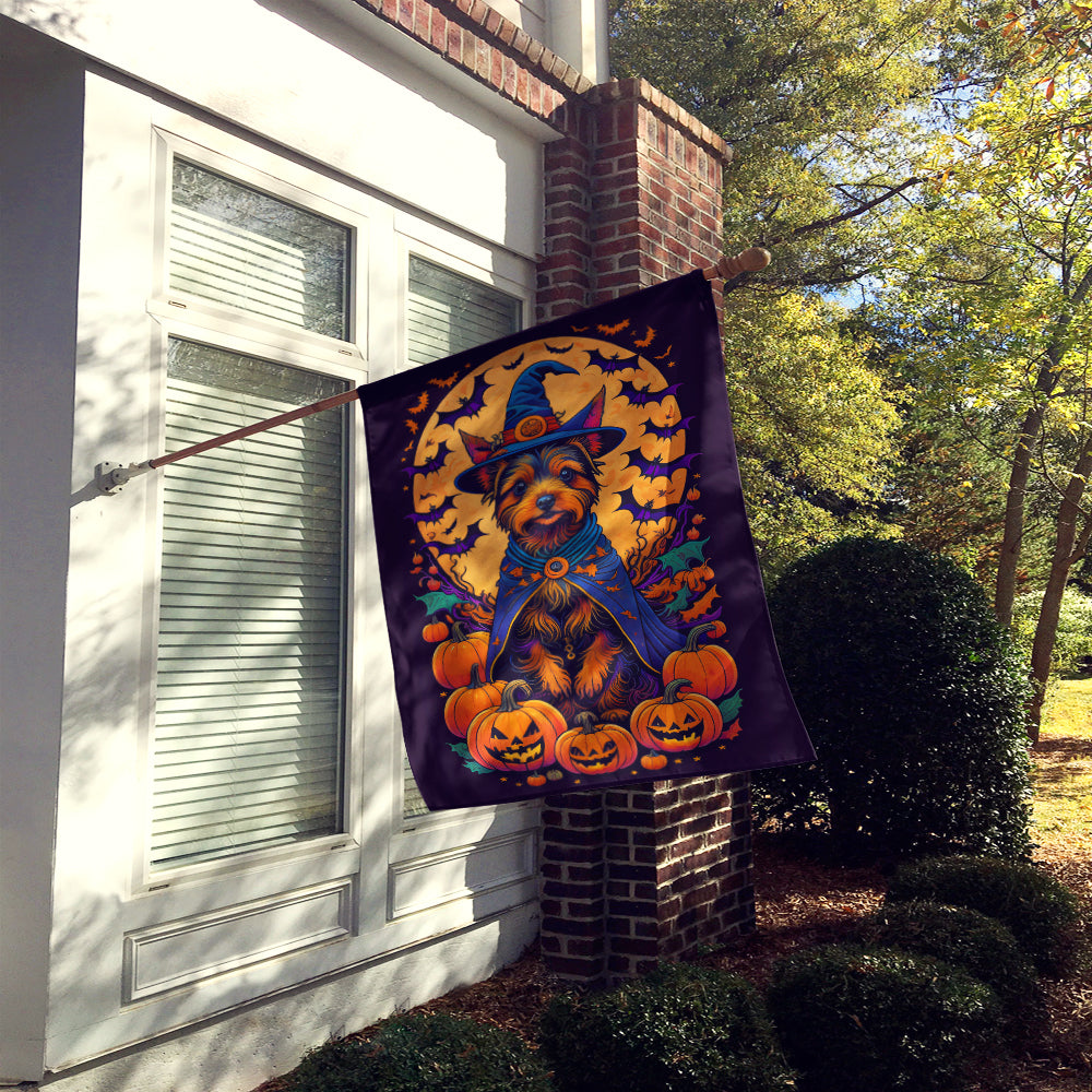 Australian Terrier Witchy Halloween House Flag-1